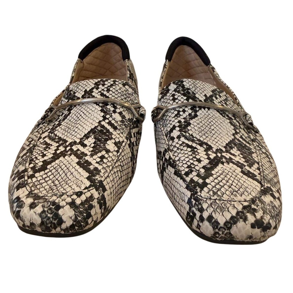 Dr Scholls Mercury Leather Loafers 8.5 M Snake Embossed Horsebit Slip On Flats